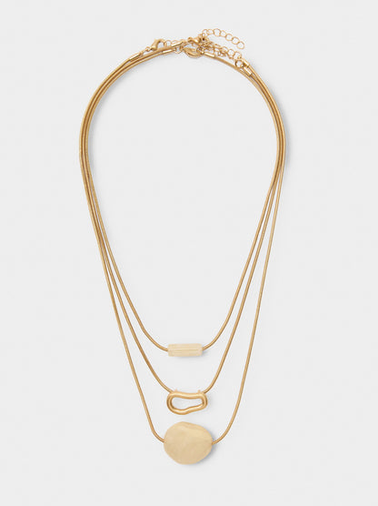 Set Of Pendant Necklaces With Stone Effect