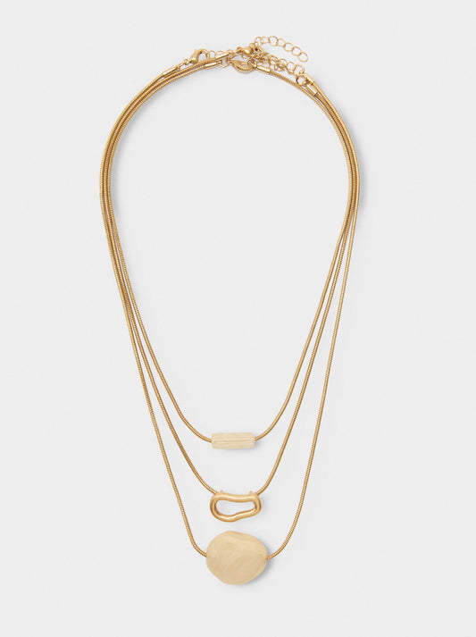 Set Of Pendant Necklaces With Stone Effect