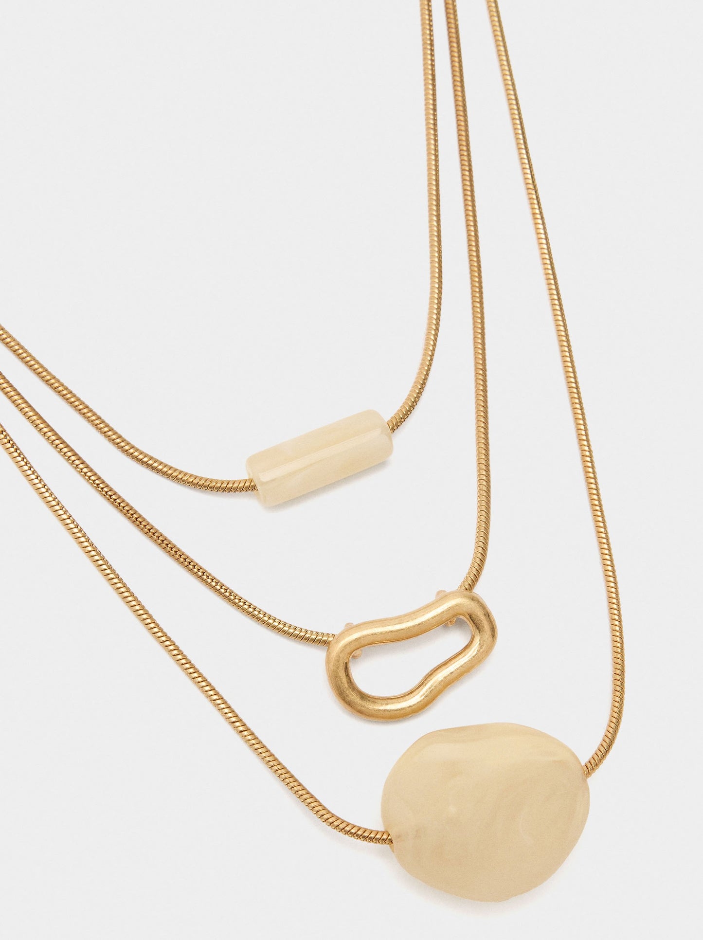 Set Of Pendant Necklaces With Stone Effect