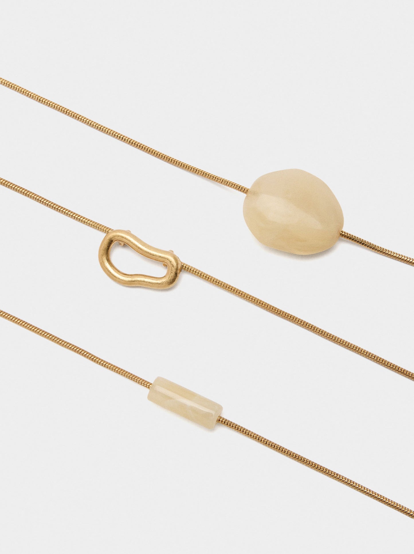 Set Of Pendant Necklaces With Stone Effect