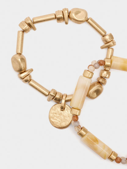 Set Of Elastic Bracelets With Stone Effect