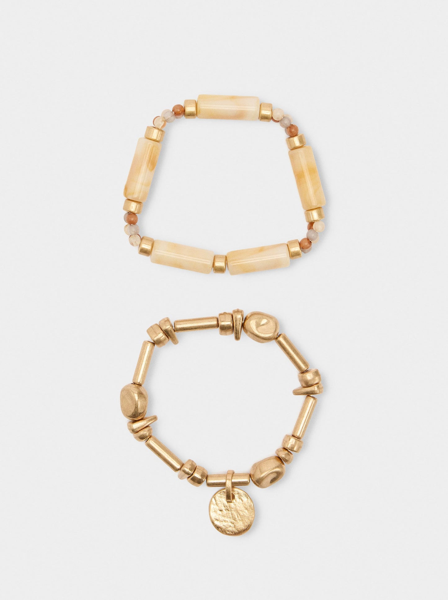 Set Of Elastic Bracelets With Stone Effect