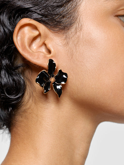 Flower Earrings With Enamel