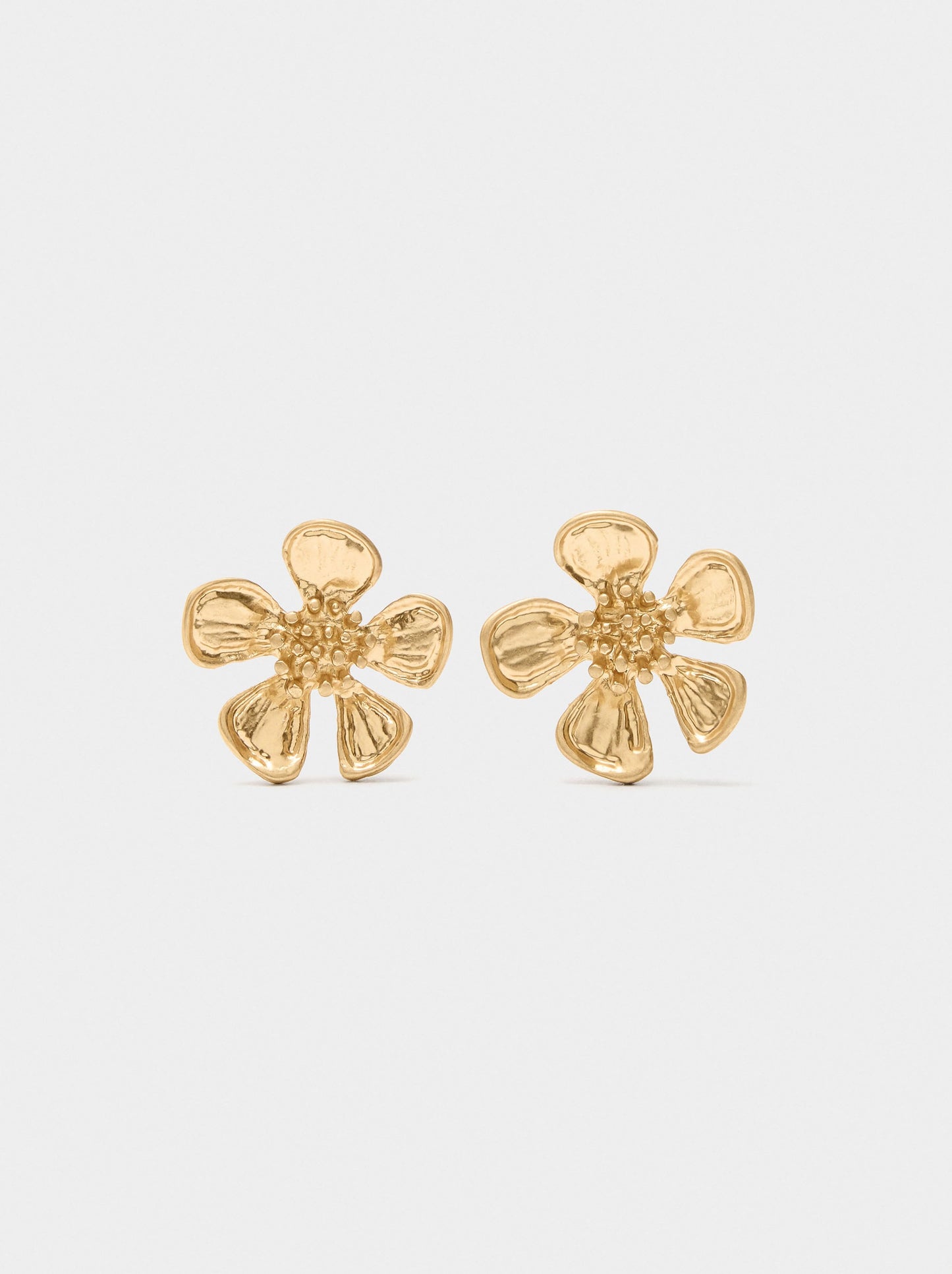 Flower Earrings With Embossed Detail