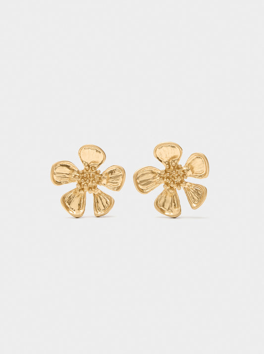 Flower Earrings With Embossed Detail