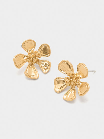 Flower Earrings With Embossed Detail