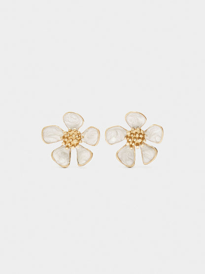 Flower Earrings With Embossed Detail
