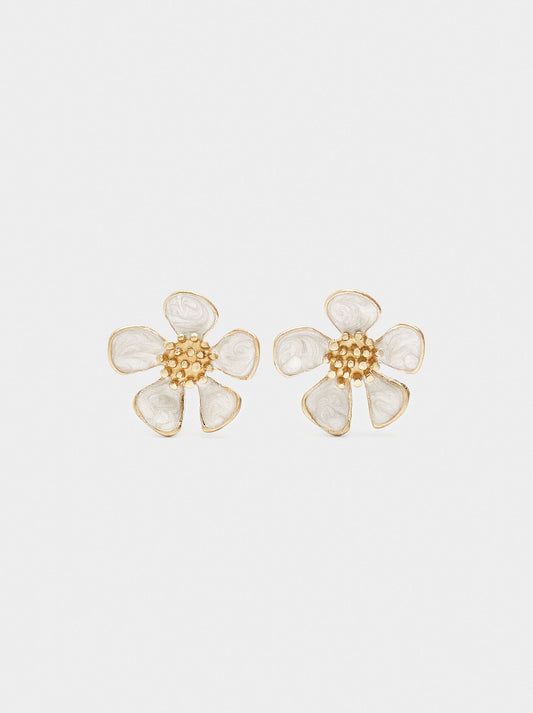 Flower Earrings With Embossed Detail