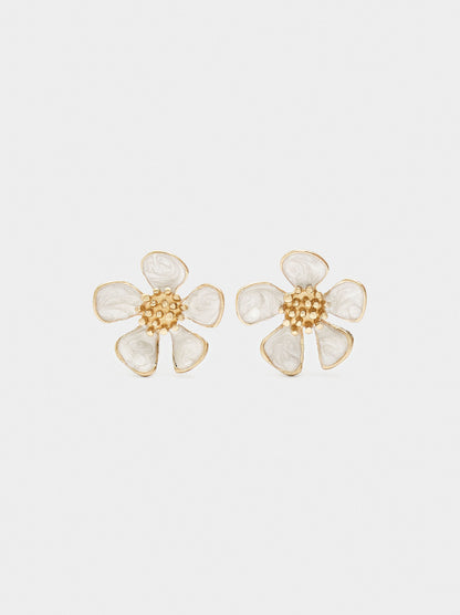 Flower Earrings With Embossed Detail