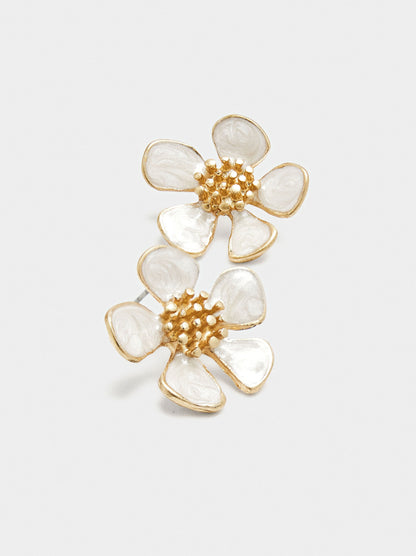 Flower Earrings With Embossed Detail