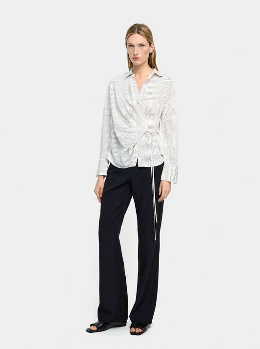 Striped Shirt With Wrap And Draped Detail