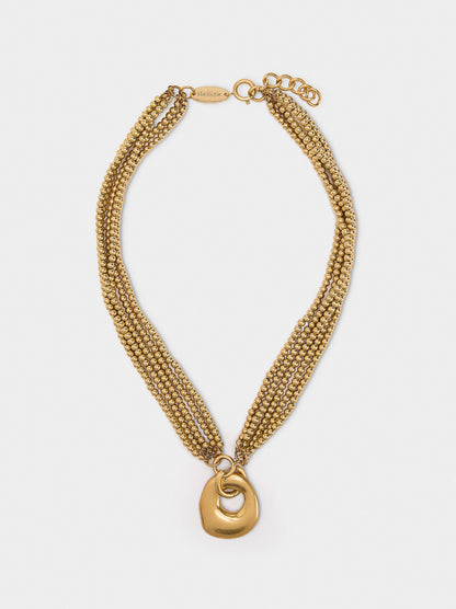 Multi-Collar With Hoop Pendant