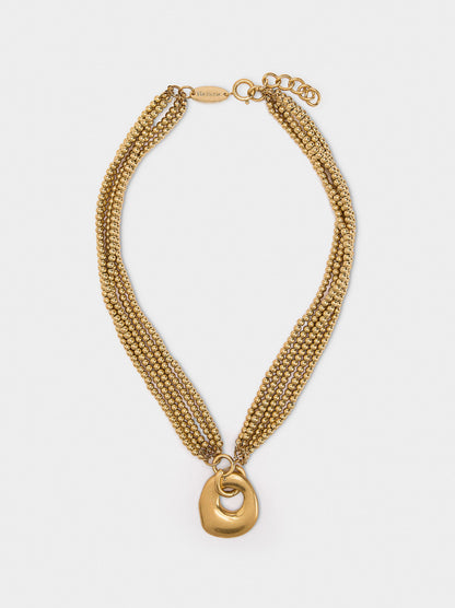 Multi-Collar With Hoop Pendant