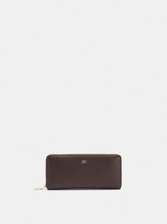Wallet With Texture And Zipper Closure