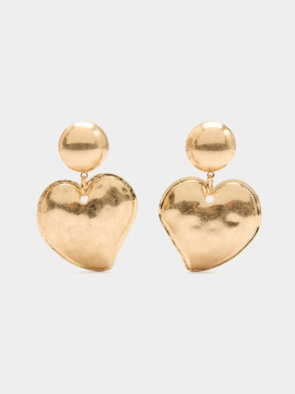 Heart Earrings With Embossed