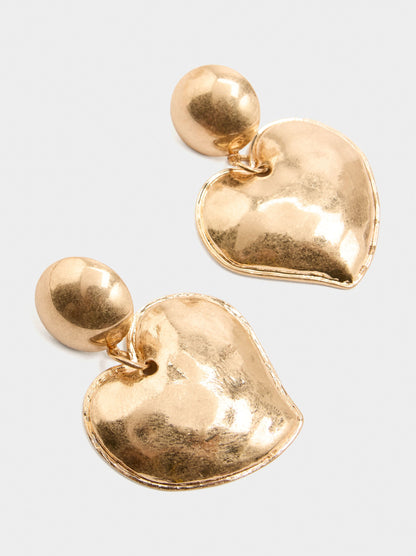 Heart Earrings With Embossed