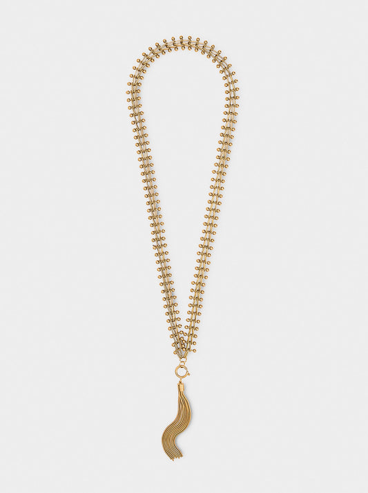 Long Necklace Pendant Metallic Fringes
