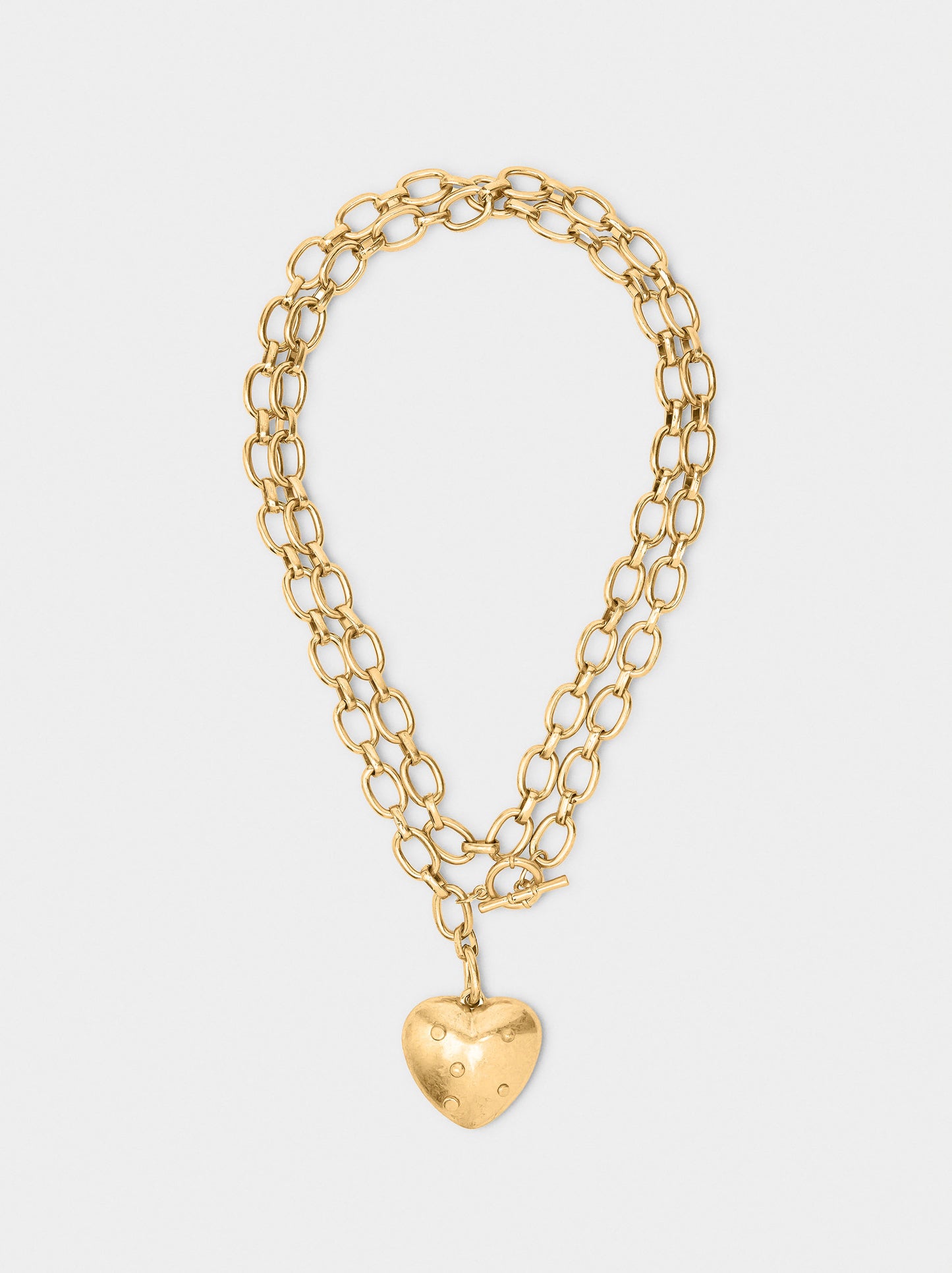Long Necklace Of Links With Heart Pendant