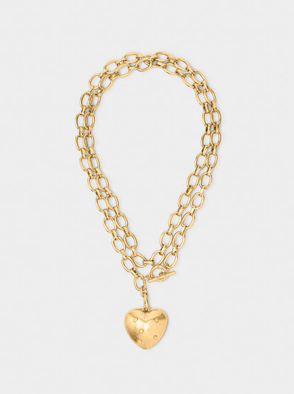 Long Necklace Of Links With Heart Pendant