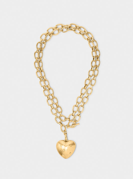 Long Necklace Of Links With Heart Pendant