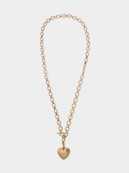 Long Necklace Of Links With Heart Pendant