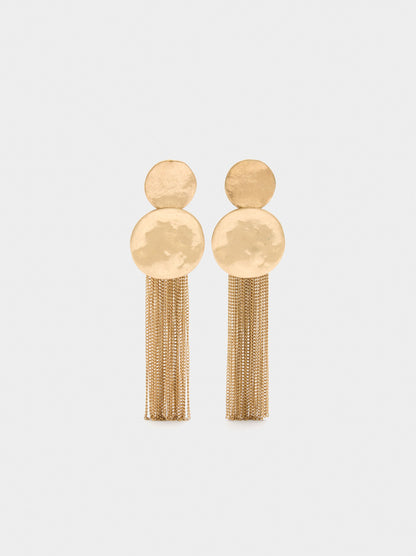 Long Round Earrings With Chains