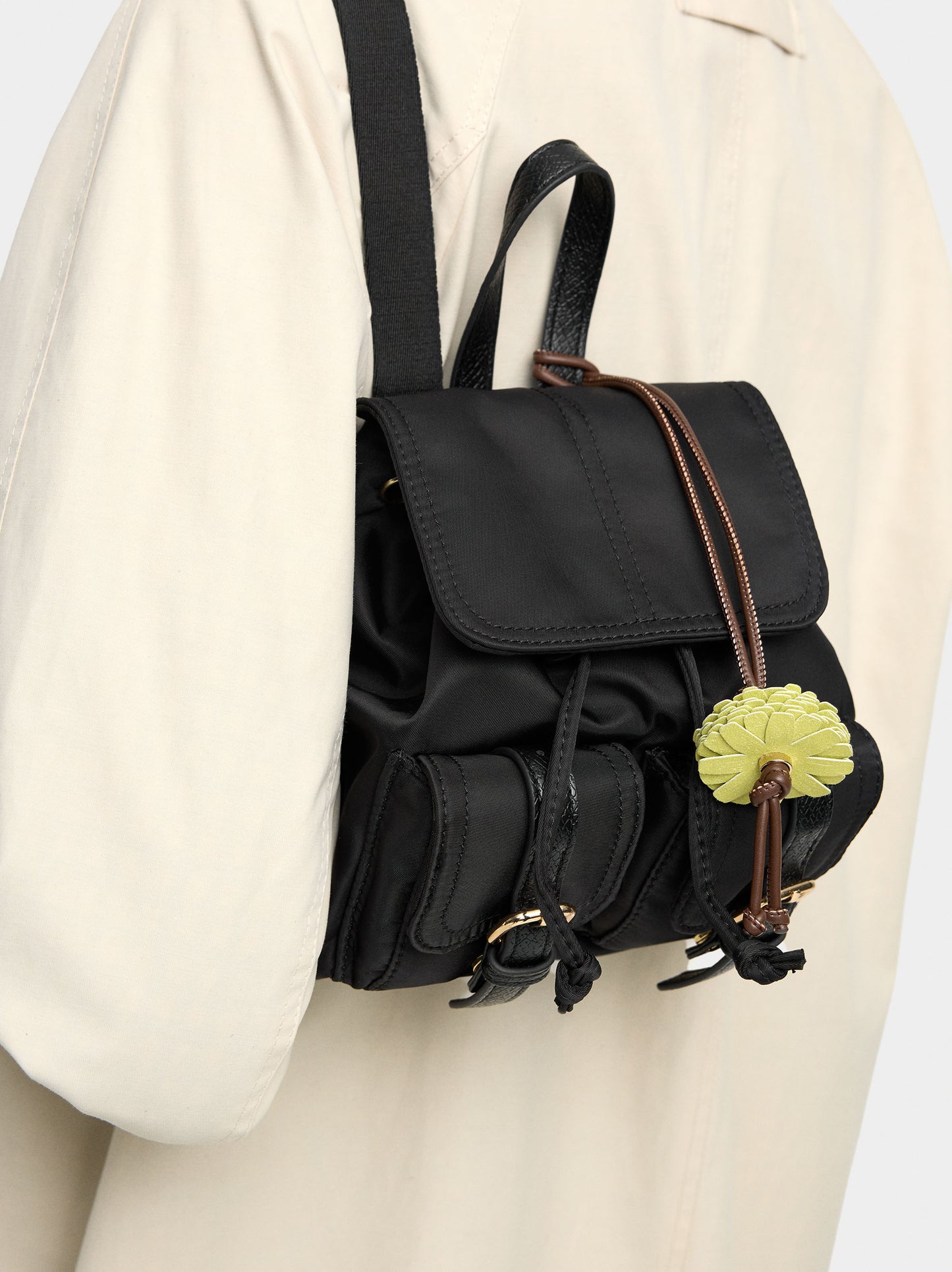 Mini Nylon Backpack With Pendant