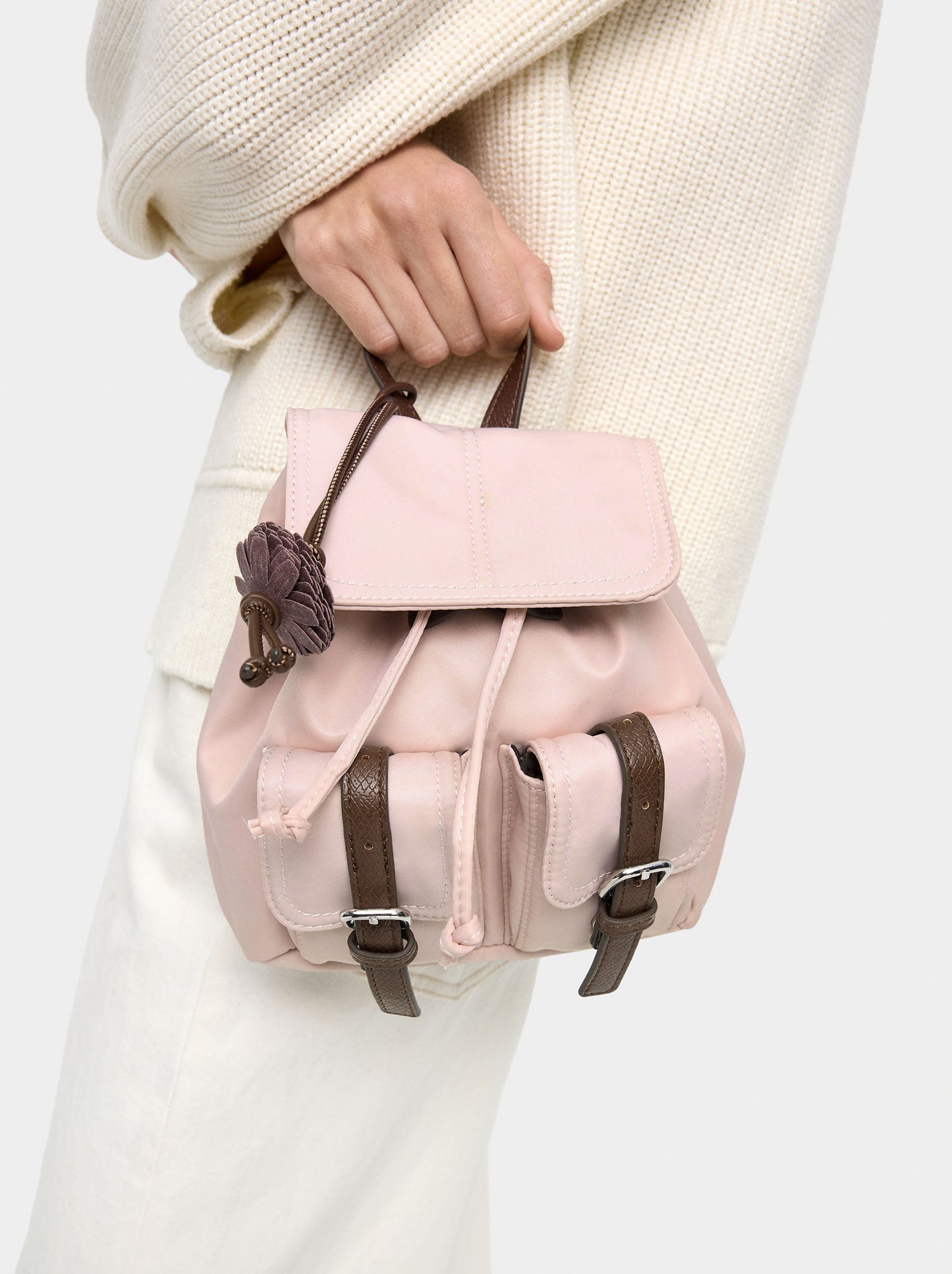 Mini Nylon Backpack With Pendant