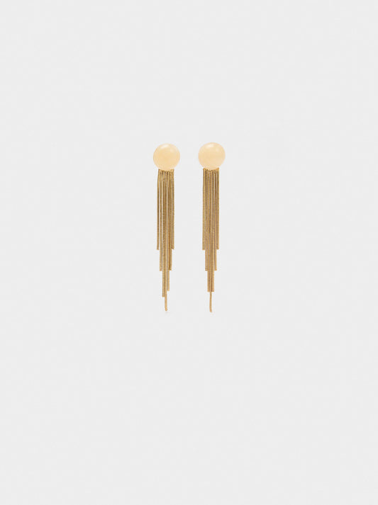 Long Earrings With Metallic Fringes