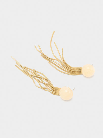 Long Earrings With Metallic Fringes