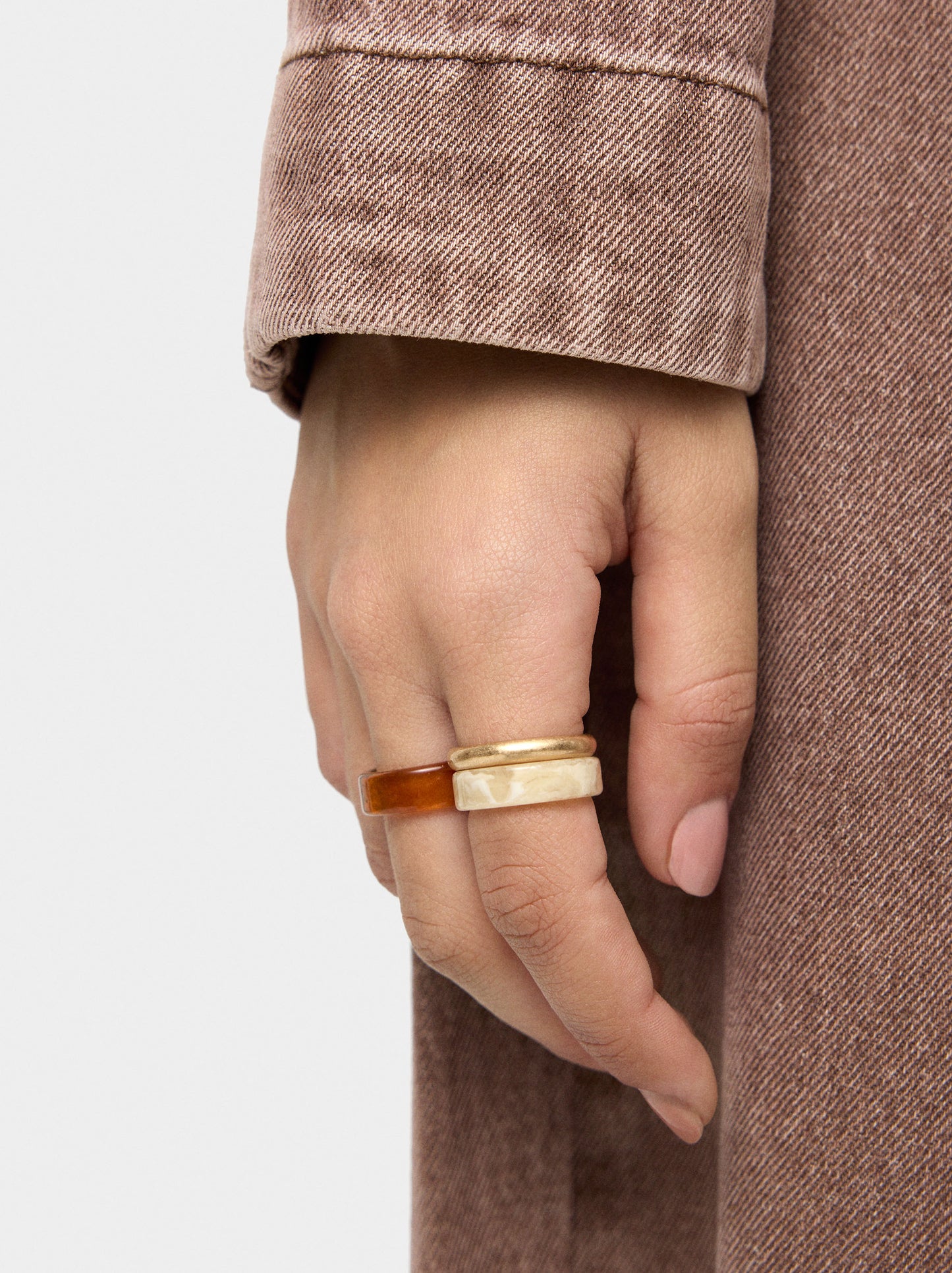 Set Of Rings With Stone Effect