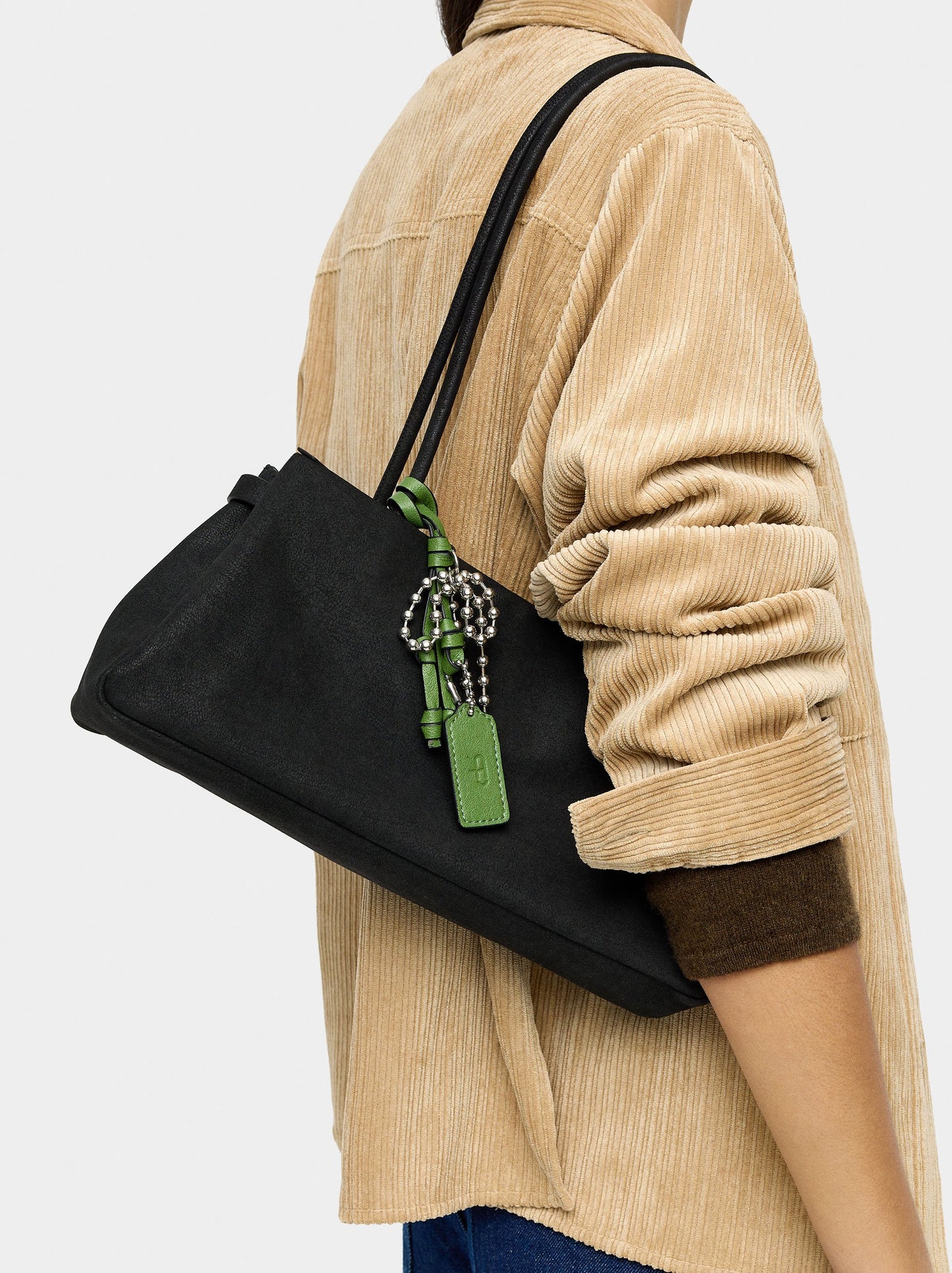 Leather-Effect Shoulder Bag With Pendant