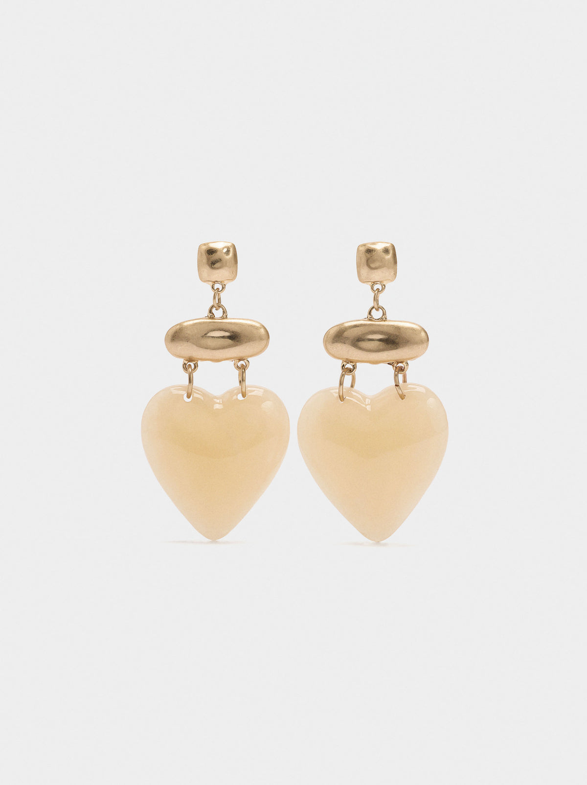Earrings With Heart Stone Effect