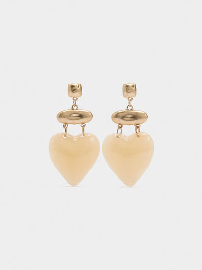 Earrings With Heart Stone Effect