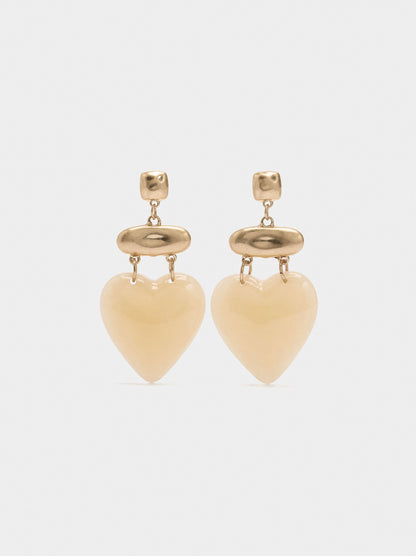 Earrings With Heart Stone Effect