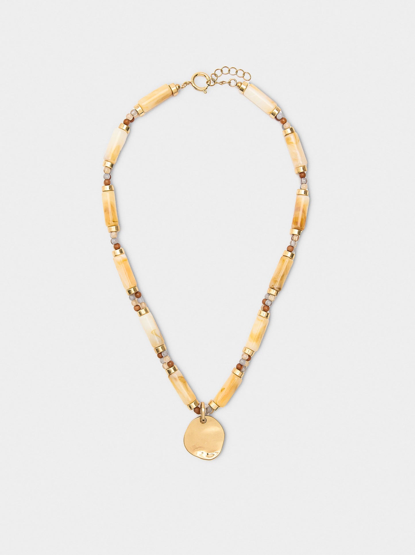 Short Segmented Necklace With Stone Effect