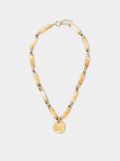 Short Segmented Necklace With Stone Effect