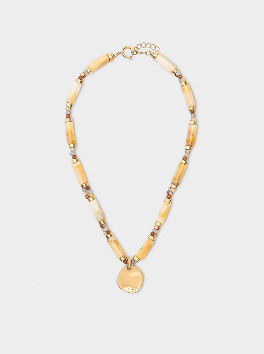 Short Segmented Necklace With Stone Effect