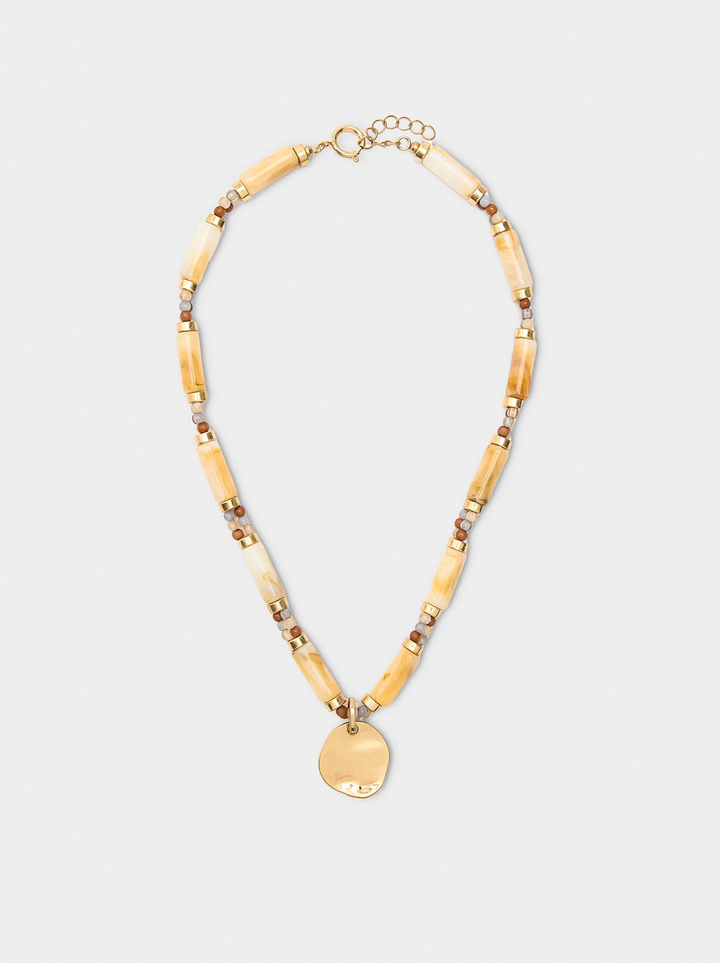 Short Segmented Necklace With Stone Effect
