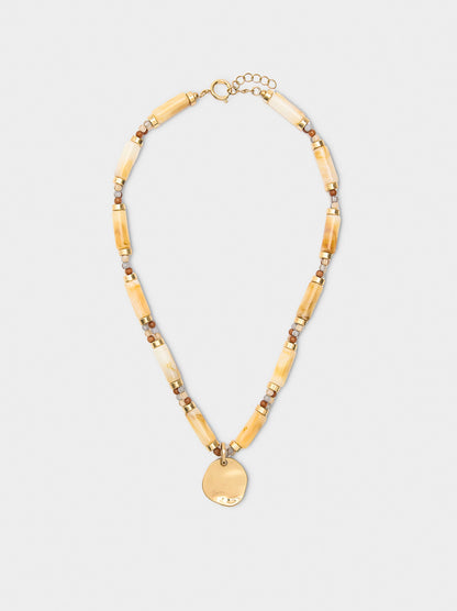 Short Segmented Necklace With Stone Effect