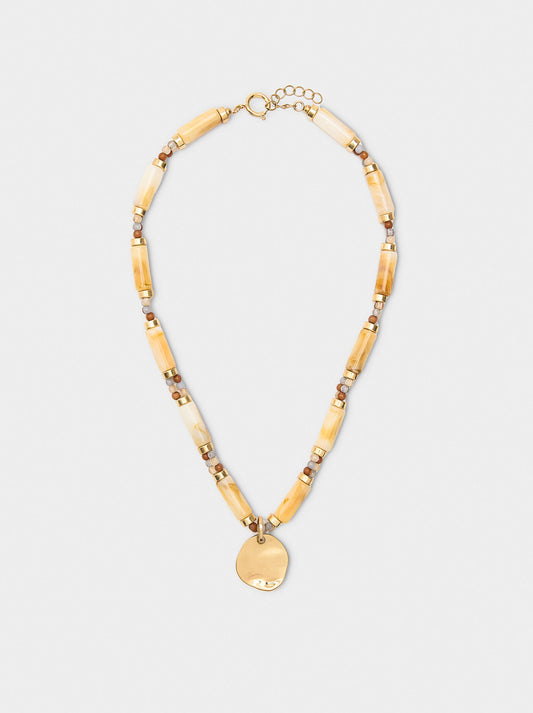 Short Segmented Necklace With Stone Effect