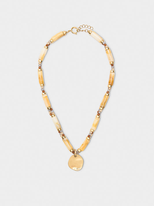 Short Segmented Necklace With Stone Effect