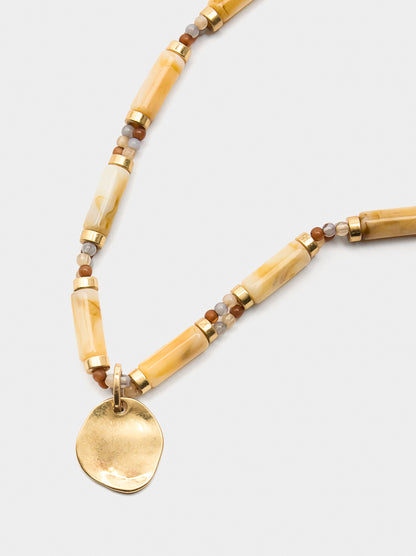 Short Segmented Necklace With Stone Effect