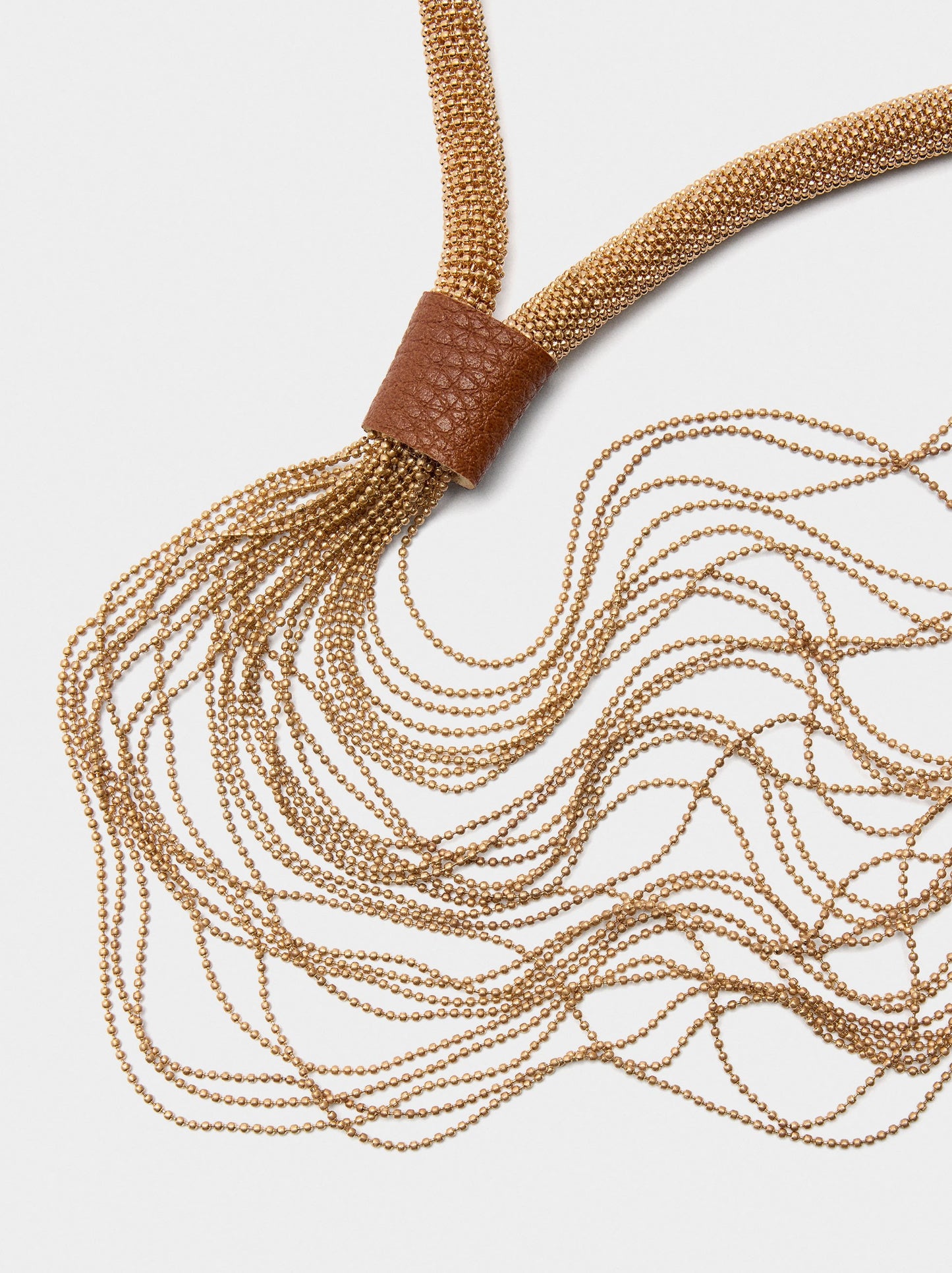 Long Tubular Necklace With Fringes