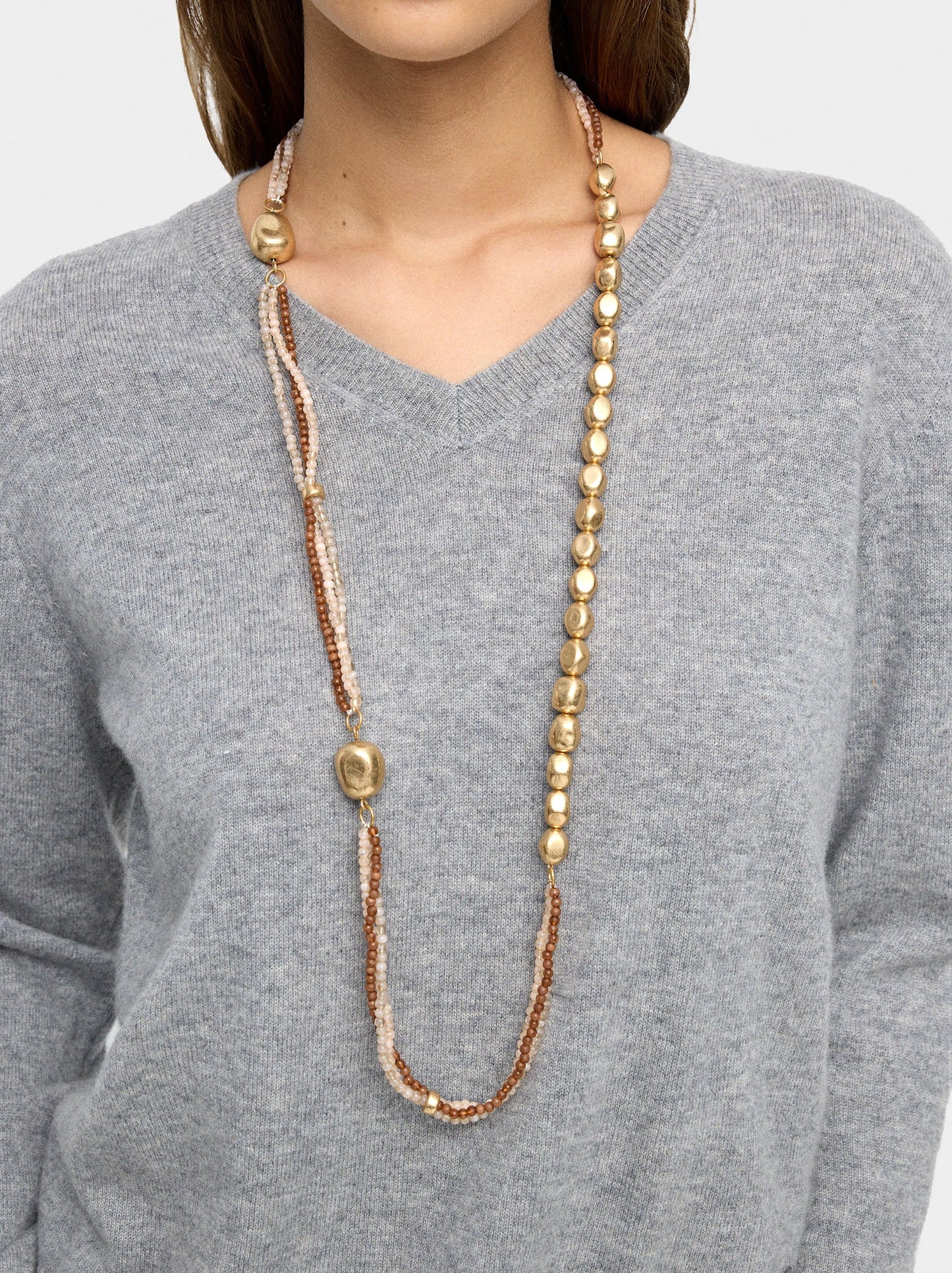 Asymmetric Necklace With Beads