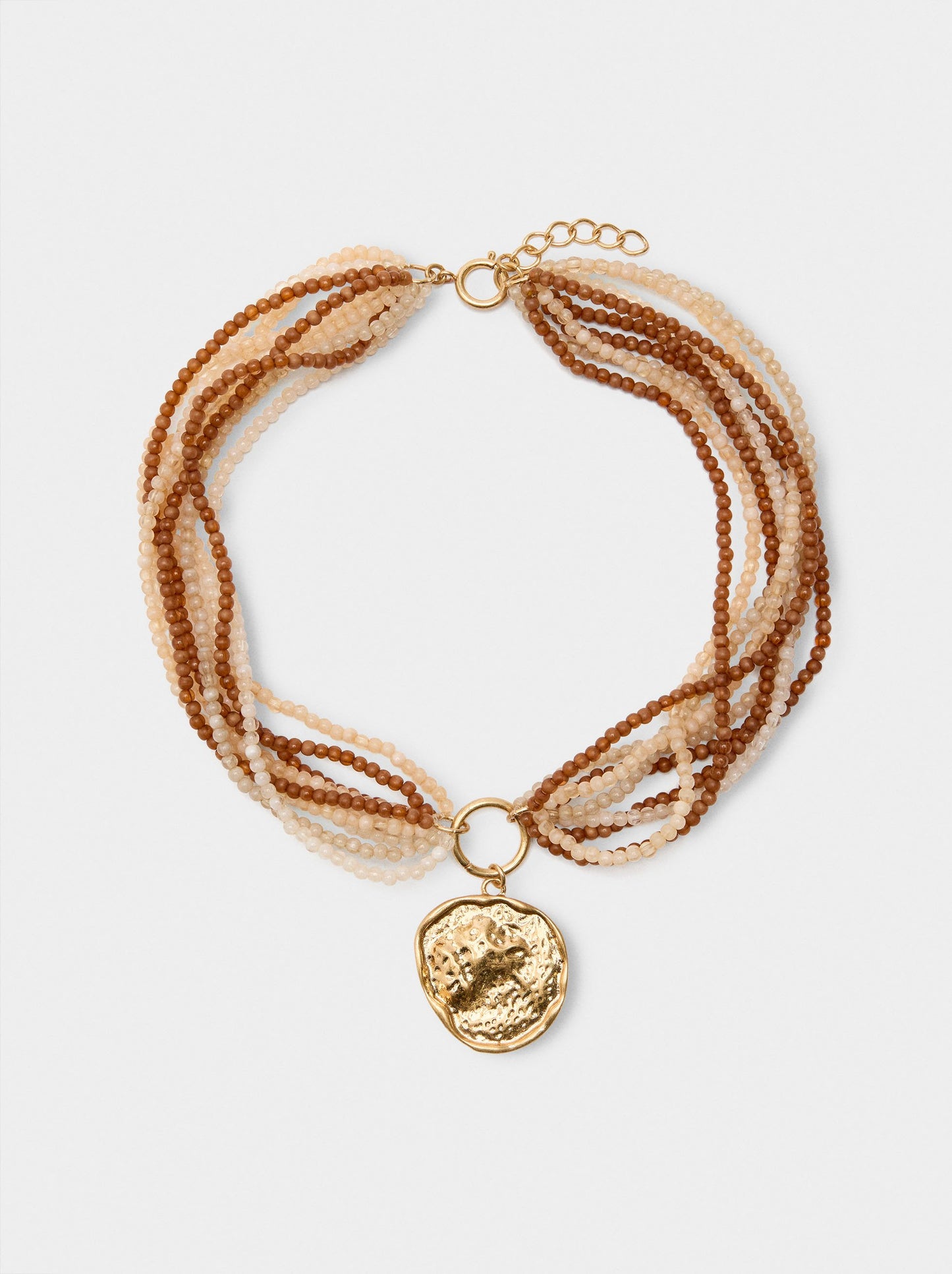 Multi-Collar With Beads With Irregular Pendant