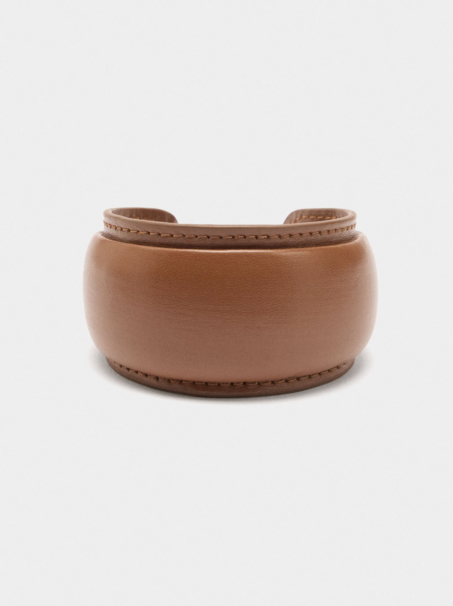 Rigid Bracelet With Leather-Effect