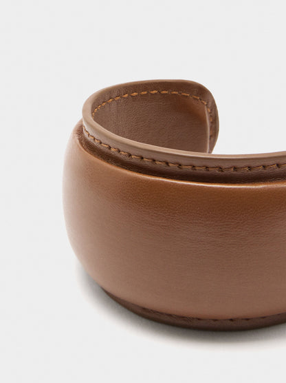 Rigid Bracelet With Leather-Effect