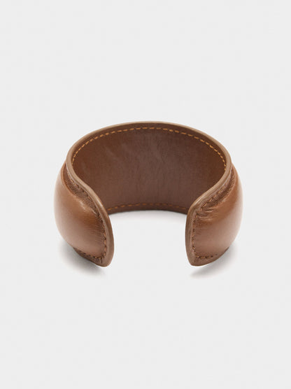 Rigid Bracelet With Leather-Effect