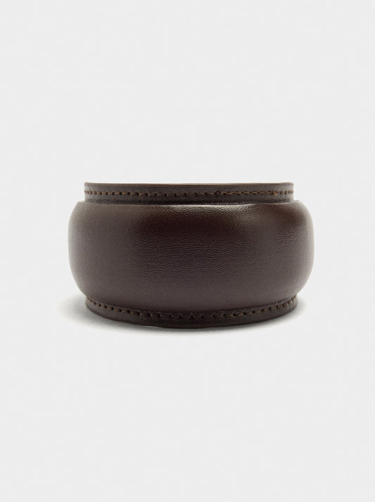 Rigid Bracelet With Leather-Effect